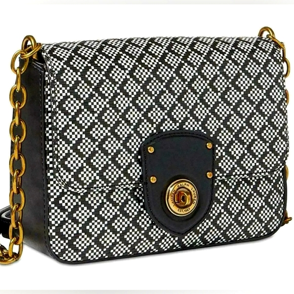 Ralph Lauren Handbags - Lauren Ralph Lauren Millbrook Chain Small Crossbody Black White